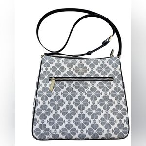 Kate Spade NY Black and White Spade Floral Crossbody Bag, Silver Hardware, New!